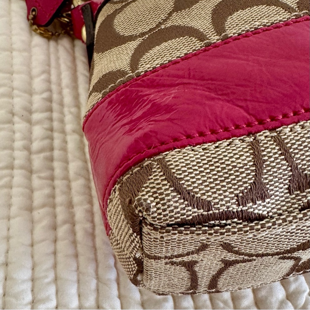 Coach Legacy Signature C Canvas and Pink Leather Wristlet 2008 Style 41756 - Picture 6 of 16